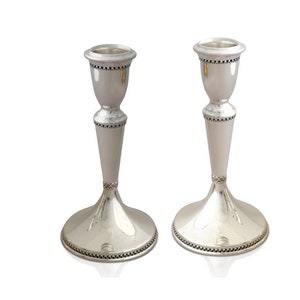 Mid-size Shabbat Candlesticks Made of 925 Sterling Silver with Filigree Decoration