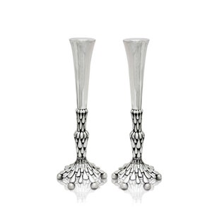 Unique Nature Inspired 925 Sterling Silver Candle Holder - Special Judaica Wedding Gift for Jewish Holidays
