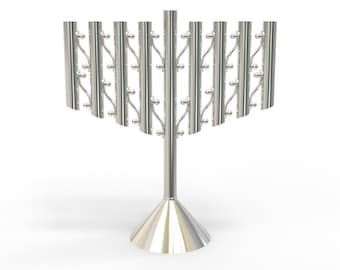 Contemporary Design Large Chabad Menorah from Sterling Silver