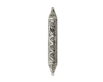 Sterling Silver Mezuzah case, delicate handmade Yemenite filigree, Made in Israel, Jewish under 100 dollar gift, Kosher Scroll, Nadav Art