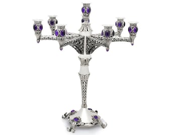Luxury Filigree with Stones Candelabra from Pure Silver