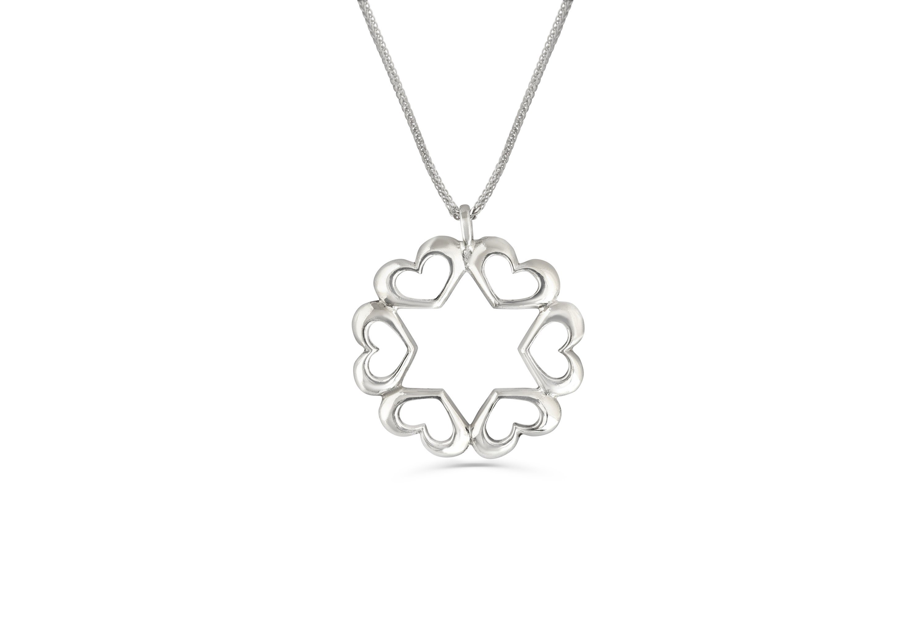 Sterling Silver Large Star of David Pendant - All Around Hearts Design