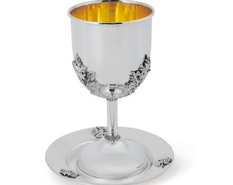 Nature Inspired 925 Sterling Silver Kiddush Cup  - Unique Judaica Wedding Gifts