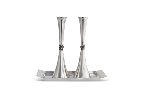 925 スターリング シルバーの大きな滑らかなキャンドル スティック