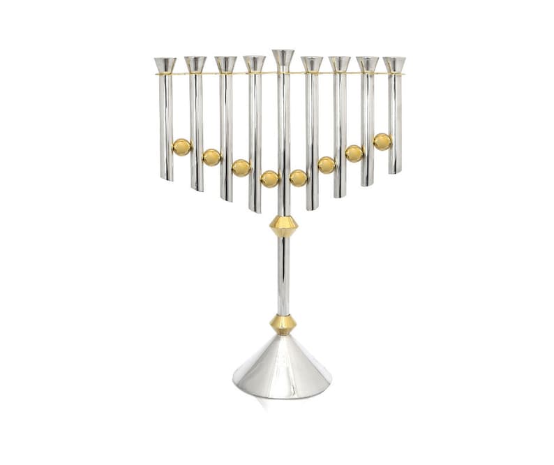 Extra Large Hanukkah Menorah Sterling Silver & Brass, Modernist Minimalist Bauhaus, Modern Handmade design, Avi Nadav image 1