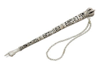 Special Sterling Silver Filigree Crown Torah Pointer - Perfect Judaica Gifts for Bar & Bat Mitzvah