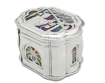 Breathtaking One-of-a-Kind 925 Sterling Silver Citron Box with Colorful Enamel - Judaica Art