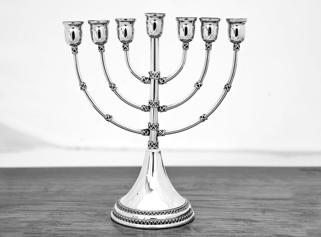 Menorah Types Handcrafted Sterling Silver Small Seven Branches Menorah With ...