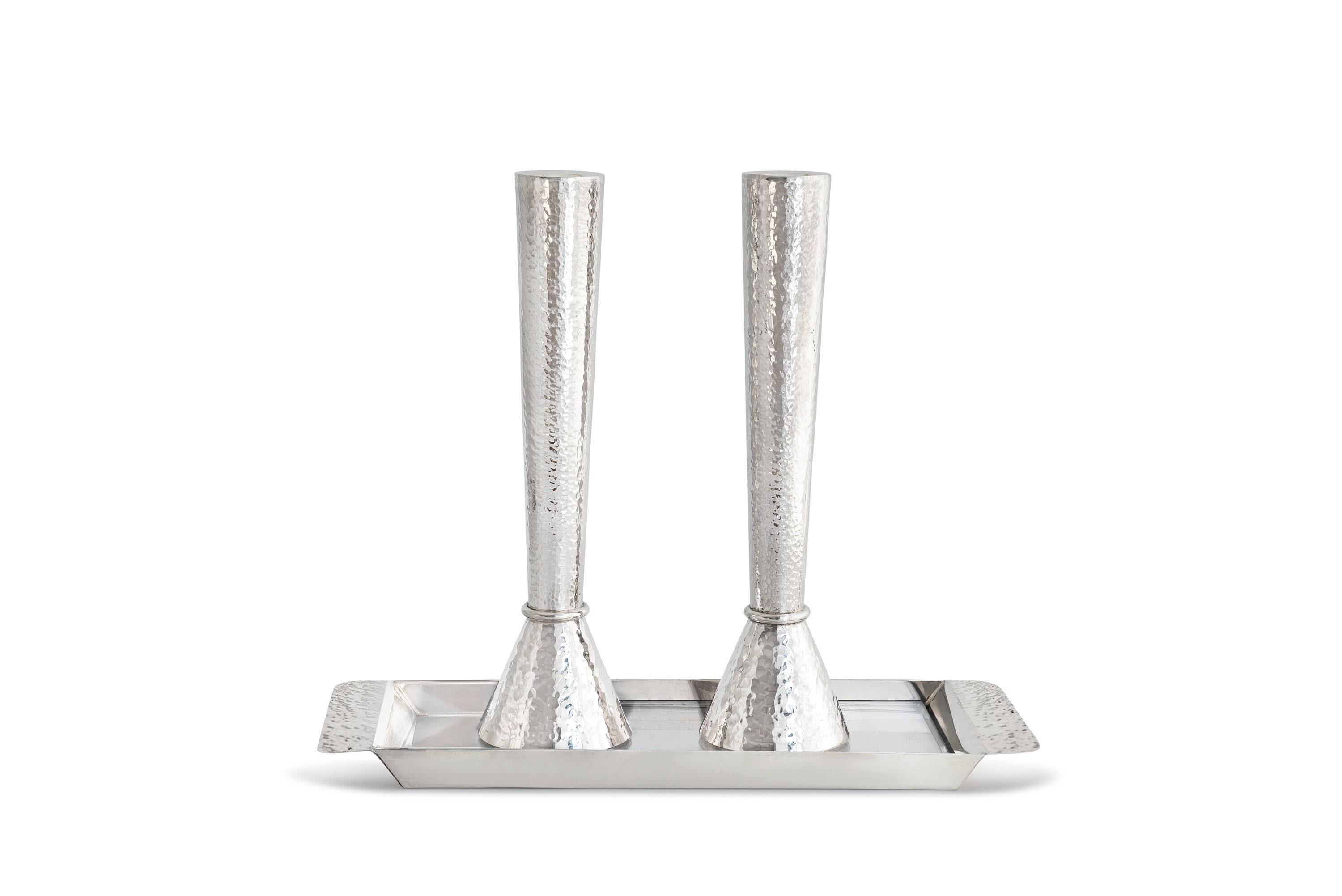 9 Inches Sterling Silver Hammered Candlesticks With Matching Tray Jewish Wedding Gift Etsy Canada