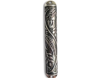 Small Mezuzah Case Made of Iron with Dates Design Modern design, Jewish Housewarming Gift, Fits parchment  2.75'' (7cm), Made in Israel