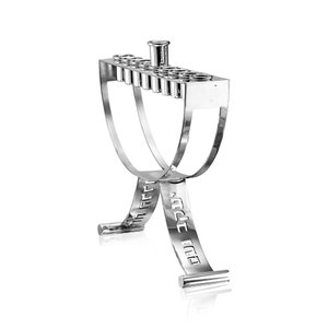 Personalized 925 Sterling Silver Modern Hanukkah Menorah with Cut Out Family Name in Hebrew image 2