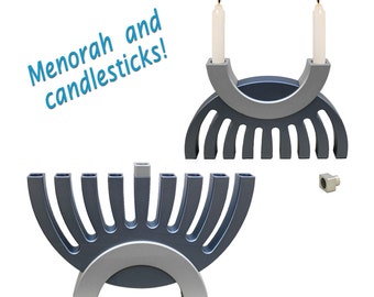 Modern Colorful Flipping Menorah & Shabbat Candlesticks with Matte Finish