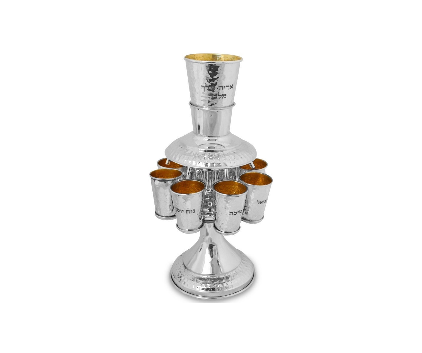 Grapes Motifs Silver Plated 8 Cup Kiddush Wine Fountain