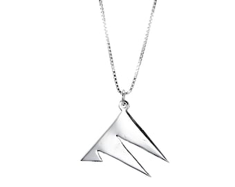 Contemporary Mid Size Sterling Silver Triangles Chai Necklace