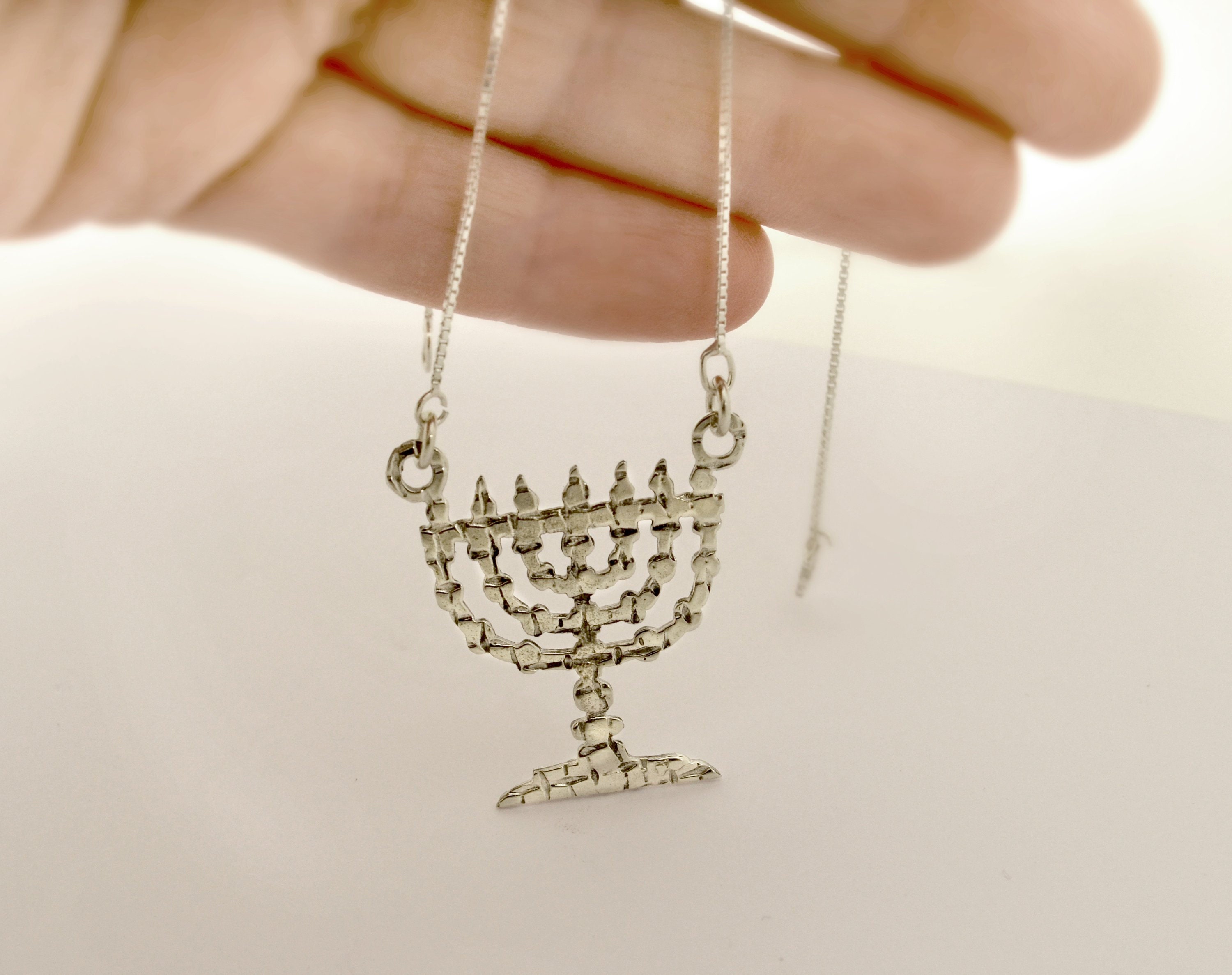 925 Sterling Silver Menorah Necklace Sterling Silver Menorah Etsy
