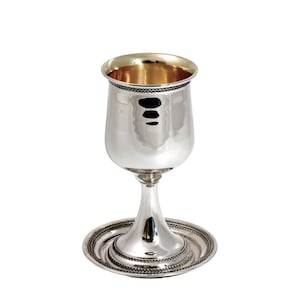 Large Silver Wedding Kiddush Cup with Matching Plate, Jewish Wedding Gift, Shabbat Judaica, Silver Kiddush Cup, Bar Mitzvah Gift, Elijah Cup