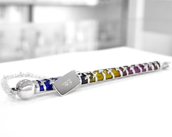 Colorful Torah pointer with Personalize Tag Hebrew or English name , Modern sterling silver 925,  Yad Torah, Bar Mitzva gift, Judaica gift,