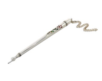 Jewish Bat Mitzvah Yad Torah, Colourful Sterling silver Yad Torah pointer, flower design, Custom enamel colors, Modern Judaica, Avi Nadav