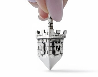 thumbnail image 2 of Dreidel Charm – 925 Sterling Silver, 3D Hanukkah Spinning Top, Classy925 2 of 3