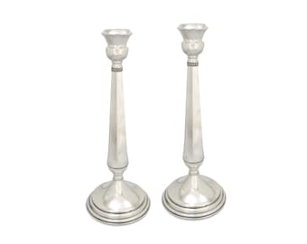 Extra Large Sterling Silver Candle Holders, Octagonal design Candlesticks,  15 Inches Candle Holders, Jewish wedding gift, Shabbat Judaica