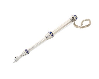 Terrific Modern Personalized 925 Sterling Silver Torah Pointer with Natural Lapis Lazuli Stones - Unique Jewish Bar Mitzvah Gift