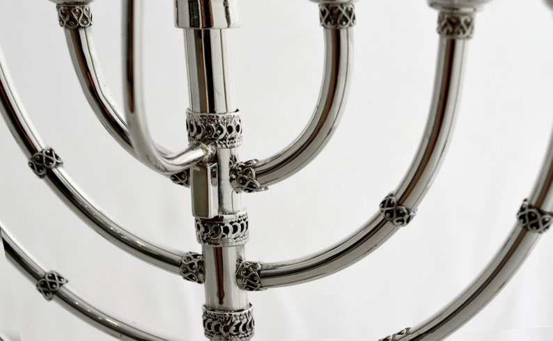 Silver Kinetic Hanukkah Menorah & Candelabra Crafted in 925 Sterling Silver Dual Purpose image 4