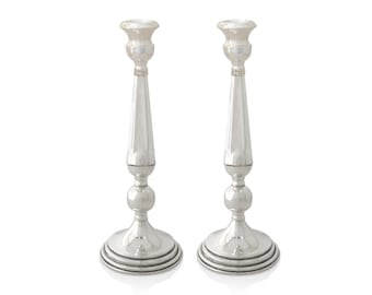 Extra Large 925 Sterling Silver Candlesticks with Classic Filigree - Judaica Sabbat Candle Holders