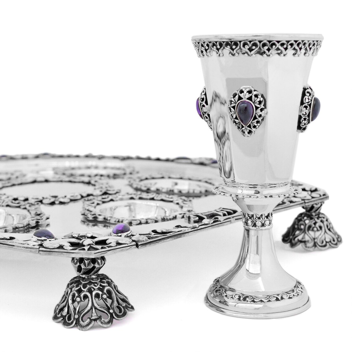 Traditional Vintage Seder Plate 925 Sterling Silver Hexagon Etsy