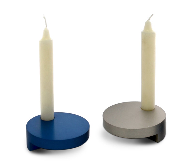 Terrific Jewish Hanukkah Gift Traveling Modern Blue Hanukkah Menorah & Candlesticks image 2