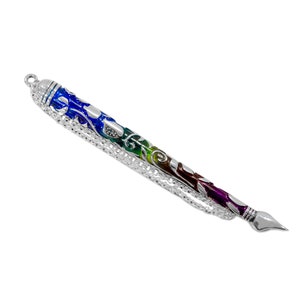 Colorful Torah pointer with Personalize Tag Hebrew or English name, Modern Pomegranate design, Weather Resistant Yad Torah, Bar Mitzva gift