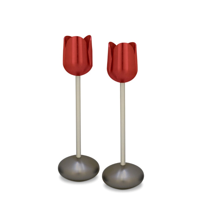 Kerzenständer Aus Aluminium Mit Davidstern-Motiv & Farbiger Dekoreinlage – 2er-Set, Ca. 17,8 Cm Hoch