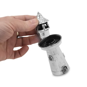 Amazing Lighthouse Shaped Spice Box for Havdalah Ritual Mode of 925 Sterling Silver - Unique Judaica Art