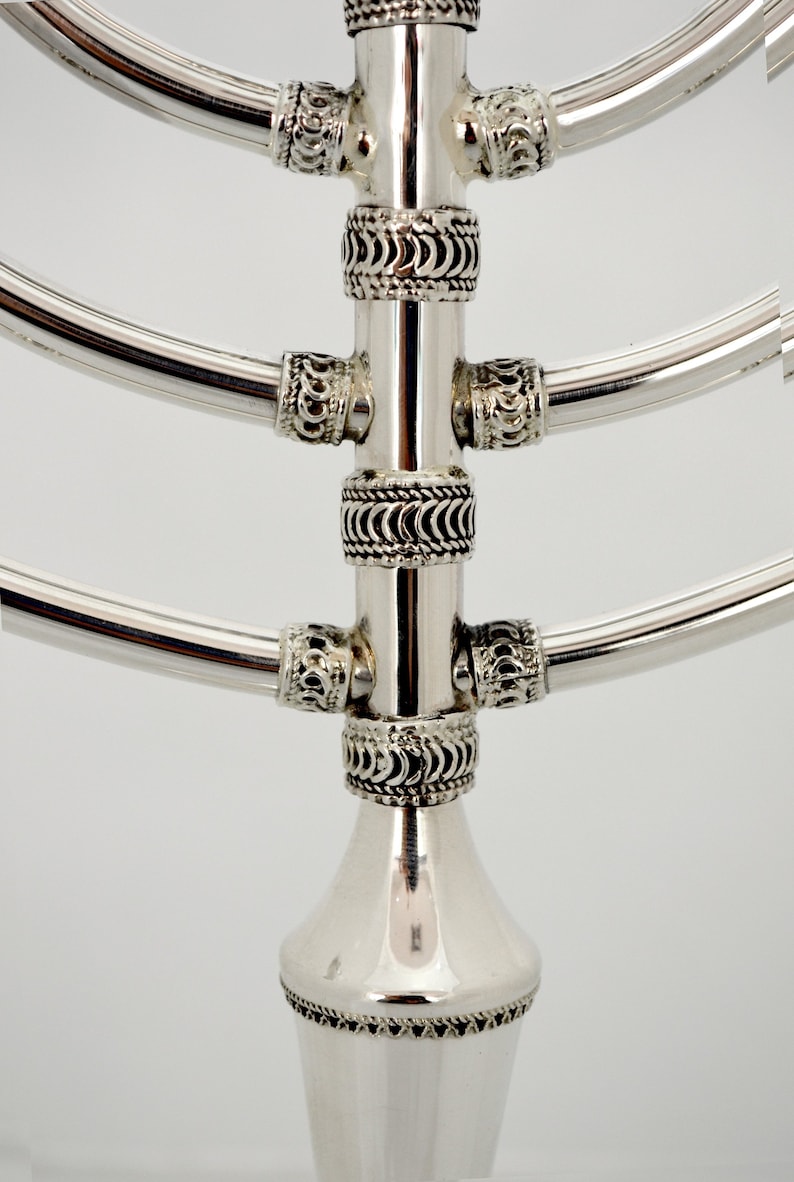 Silver Kinetic Hanukkah Menorah & Candelabra Crafted in 925 Sterling Silver Dual Purpose image 3