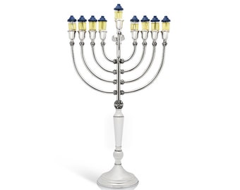 Extra Large Traditional Filigree Silver Hanukkah Menorah