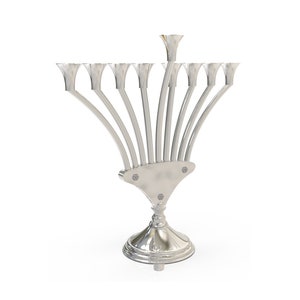 Modern V Shaped Stunning Sterling Silver Hanukkah Menorah, Modern & Traditional Menorah, Unique Menorah, Made in Israel