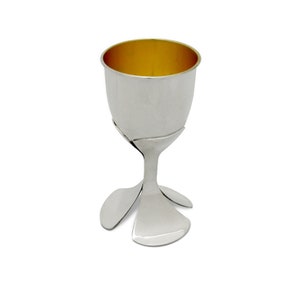 Modern and Special Floral Kiddush Cup with Flowers base - Handmade Judaica Gift