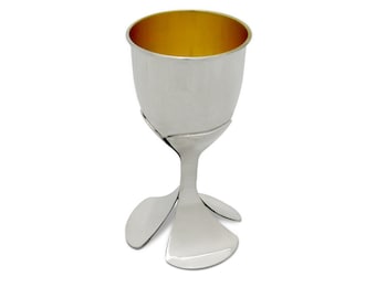 Modern and Special Floral Kiddush Cup with Flowers base - Handmade Judaica Gift