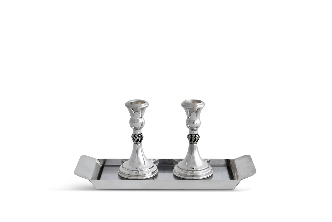 Silberner Shabbat Kerzenhalter Mit Gravur - Hochwertiges Judaica Geschenk