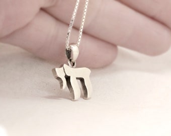 Large Thick 925 Sterling Silver Chai Necklace with Shiny Finish