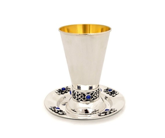 美しい 925 スターリング シルバーのキッドゥーシュ カップと