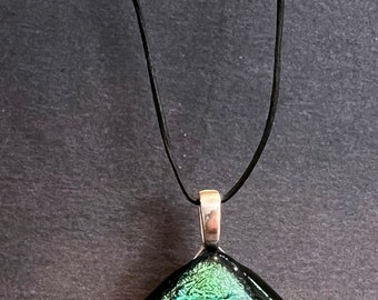 Dichroic Fused Glass Pendant Necklace