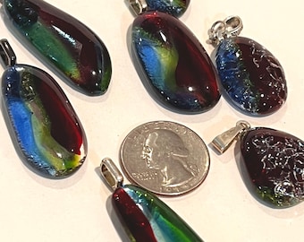 Fused Glass Puddle Agate Pendant