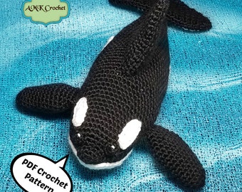 PDF Instant Download Crochet Amigurumi Orca Plush Pattern, Killer Whale Plush Toy, Whale Stuffed Animal Newborn Photoraphy Prop