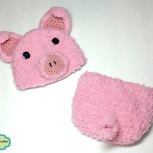 Download istantaneo all&#39;uncinetto neonato maialino cappello e pannolino copertura modello vestito, neonato o bambina maialino foto prop, vestito maialino