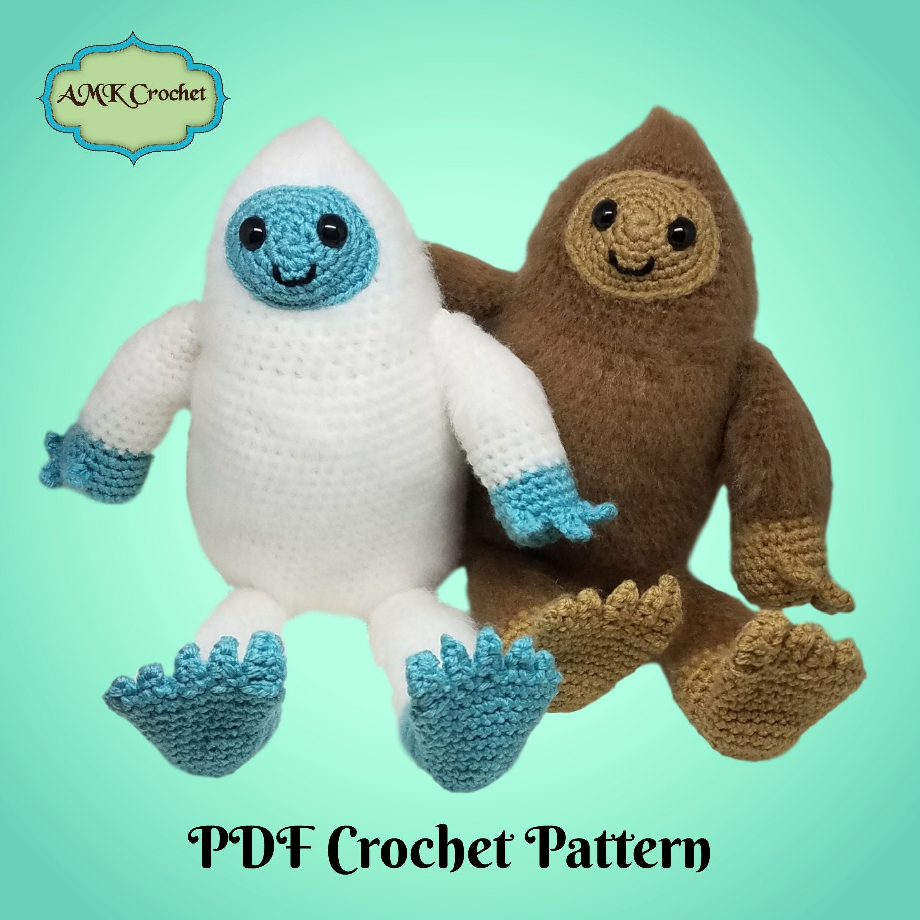 PDF Instant Download Crochet Bigfoot and Yeti Plush Pattern Etsy