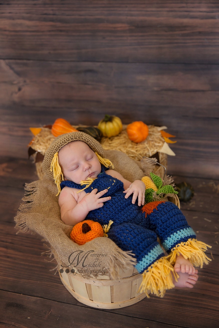 Instant Download PDF Crochet Newborn Scarecrow Hat and Overalls with …