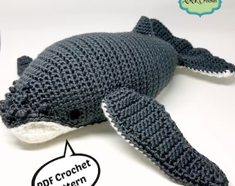 PDF Instant Download Crochet Amigurumi Humpback Whale Plush Pattern, Whale Plush Toy, Humpback Stuffed Animal Newborn Photoraphy Prop