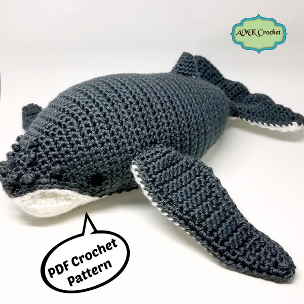 PDF Instant Download Crochet Amigurumi Humpback Whale Plush Pattern, Whale Plush Toy, Humpback Stuffed Animal Newborn Photoraphy Prop