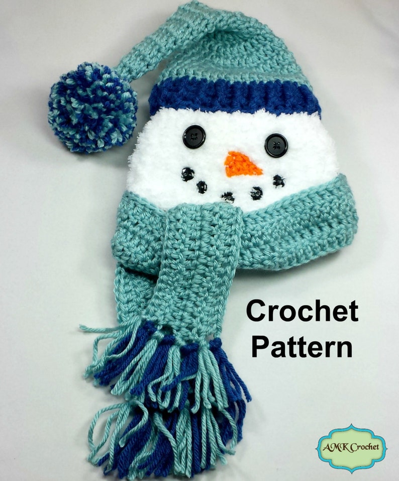 Pattern Crochet Newborn Snowman Hat, Scarf, and Cocoon Set, Crochet Newborn Snowman Photo Prop, Babies First Christmas Crochet Pattern image 4