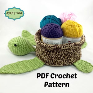PATTERN Crochet Sea Turtle Basket, Baby Room Sea Turtle Plush Toy Basket, Crochet Pattern Instant Download PDF File